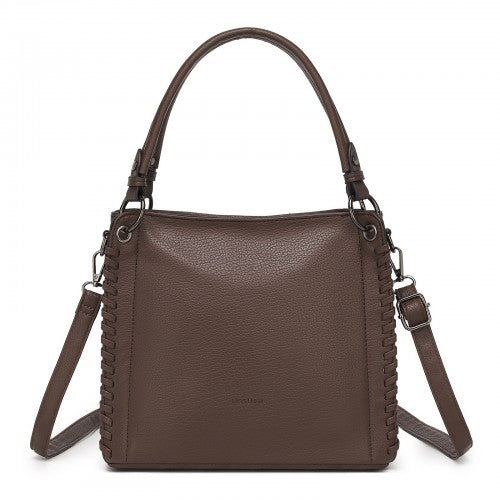 HBM2509 - Miss Lulu Textured PU Leather Crossbody Handbag with Woven Accents for Women