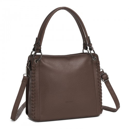 HBM2509 - Miss Lulu Textured PU Leather Crossbody Handbag with Woven Accents for Women