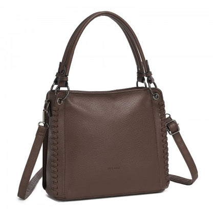 HBM2509 - Miss Lulu Textured PU Leather Crossbody Handbag with Woven Accents for Women