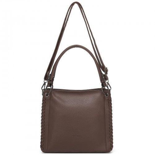 HBM2509 - Miss Lulu Textured PU Leather Crossbody Handbag with Woven Accents for Women