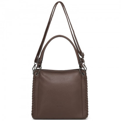 HBM2509 - Miss Lulu Textured PU Leather Crossbody Handbag with Woven Accents for Women