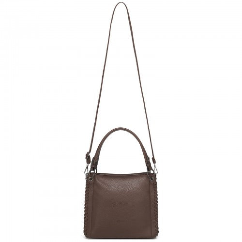 HBM2509 - Miss Lulu Textured PU Leather Crossbody Handbag with Woven Accents for Women