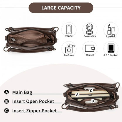 HBM2509 - Miss Lulu Textured PU Leather Crossbody Handbag with Woven Accents for Women