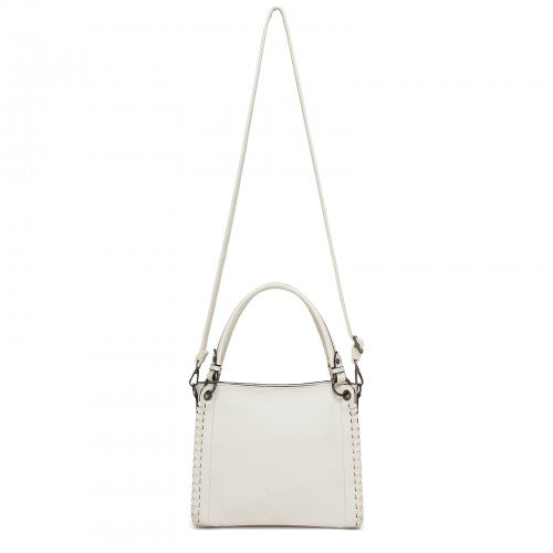 HBM2509 - Miss Lulu Textured PU Leather Crossbody Handbag with Woven Accents for Women - Beige
