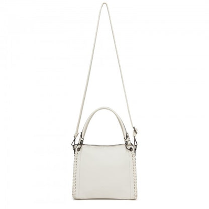 HBM2509 - Miss Lulu Textured PU Leather Crossbody Handbag with Woven Accents for Women - Beige