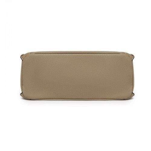 HBM2509 - Miss Lulu Textured PU Leather Crossbody Handbag with Woven Accents for Women - Khaki
