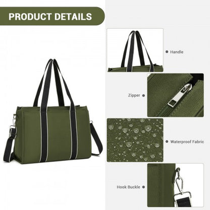 Miss Lulu HBM2604 green tote bag – front view