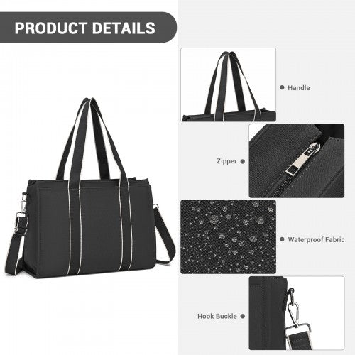 Miss Lulu HBM2604 black tote bag – front view