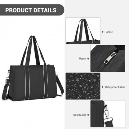 Miss Lulu HBM2604 black tote bag – front view