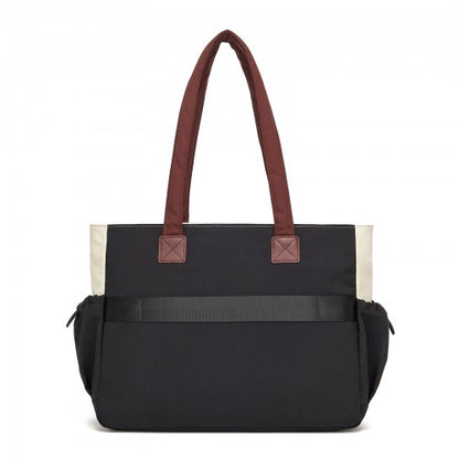 Miss Lulu HBM2611 beige and black tote bag – detail view 5