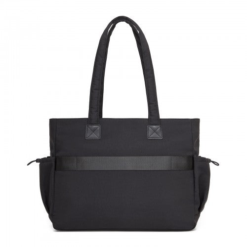 HBM2611 - Miss Lulu Chic Roomy Ladies Shoulder Tote Bag, with 15.6-inch Laptop Sleeve and Luggage Strap for Daily Use - Black