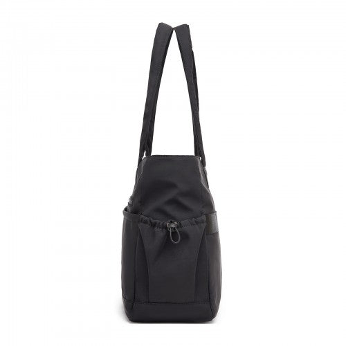 HBM2611 - Miss Lulu Chic Roomy Ladies Shoulder Tote Bag, with 15.6-inch Laptop Sleeve and Luggage Strap for Daily Use - Black