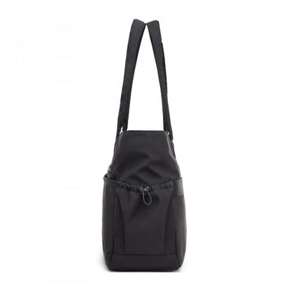 HBM2611 - Miss Lulu Chic Roomy Ladies Shoulder Tote Bag, with 15.6-inch Laptop Sleeve and Luggage Strap for Daily Use - Black