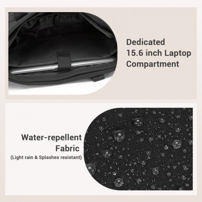 HBM2612 - Miss Lulu Minimalist Durable Shoulder Bag for Work, School & Travel with Laptop Sleeve and Multiple Pockets - Black