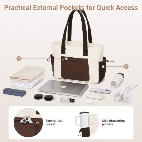 Miss Lulu HBM2612 beige and brown shoulder bag – detail view 10