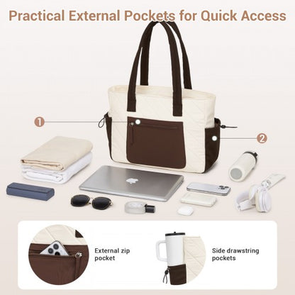 Miss Lulu HBM2612 beige and brown shoulder bag – detail view 10
