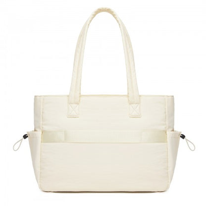 HBM2612 - Miss Lulu Minimalist Durable Shoulder Bag for Work, School & Travel with Laptop Sleeve and Multiple Pockets - Beige