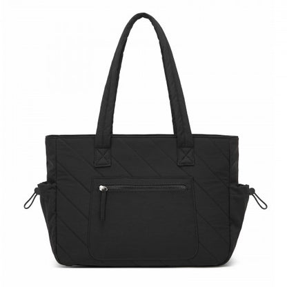 HBM2612 - Miss Lulu Minimalist Durable Shoulder Bag for Work, School & Travel with Laptop Sleeve and Multiple Pockets - Black