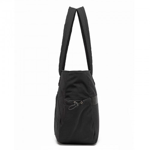 HBM2612 - Miss Lulu Minimalist Durable Shoulder Bag for Work, School & Travel with Laptop Sleeve and Multiple Pockets - Black