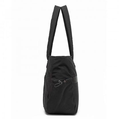 HBM2612 - Miss Lulu Minimalist Durable Shoulder Bag for Work, School & Travel with Laptop Sleeve and Multiple Pockets - Black