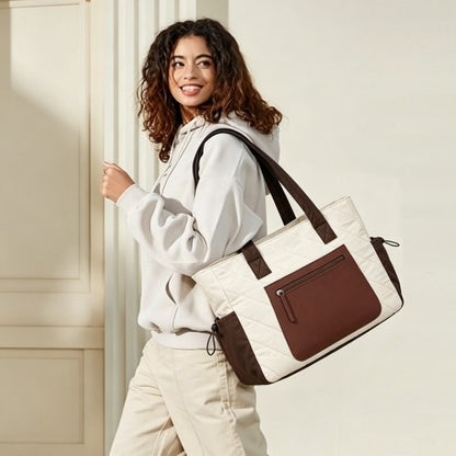 Miss Lulu HBM2612 beige and brown shoulder bag – detail view 13