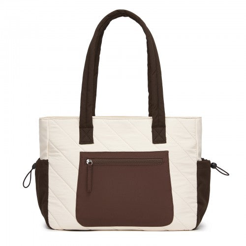 Miss Lulu HBM2612 beige and brown shoulder bag – side view