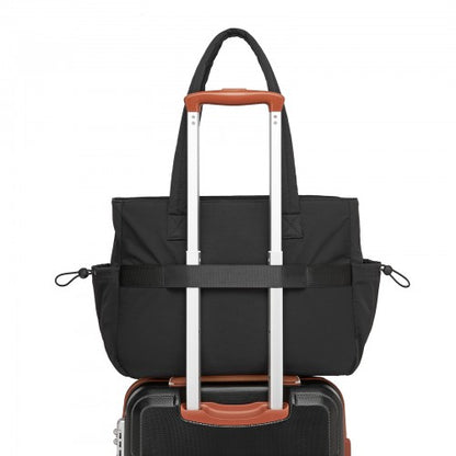 HBM2612 - Miss Lulu Minimalist Durable Shoulder Bag for Work, School & Travel with Laptop Sleeve and Multiple Pockets - Black