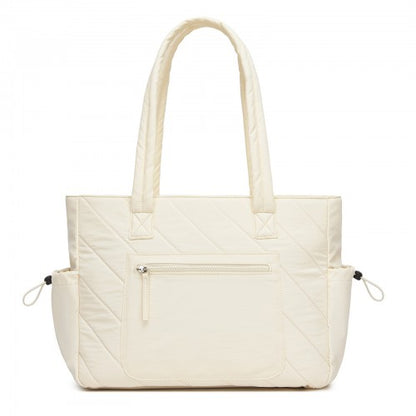 HBM2612 - Miss Lulu Minimalist Durable Shoulder Bag for Work, School & Travel with Laptop Sleeve and Multiple Pockets - Beige