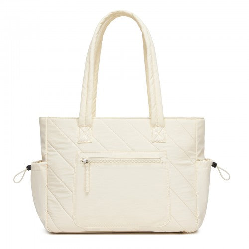 HBM2612 - Miss Lulu Minimalist Durable Shoulder Bag for Work, School & Travel with Laptop Sleeve and Multiple Pockets - Beige