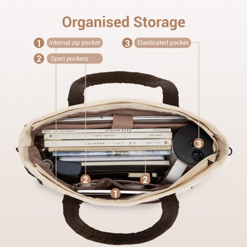 Miss Lulu HBM2612 beige and brown shoulder bag – detail view 11
