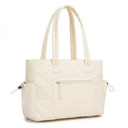HBM2612 - Miss Lulu Minimalist Durable Shoulder Bag for Work, School & Travel with Laptop Sleeve and Multiple Pockets - Beige