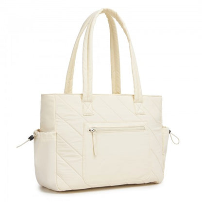 HBM2612 - Miss Lulu Minimalist Durable Shoulder Bag for Work, School & Travel with Laptop Sleeve and Multiple Pockets - Beige