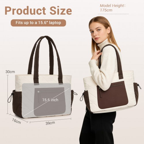 Miss Lulu HBM2612 beige and brown shoulder bag – detail view 6