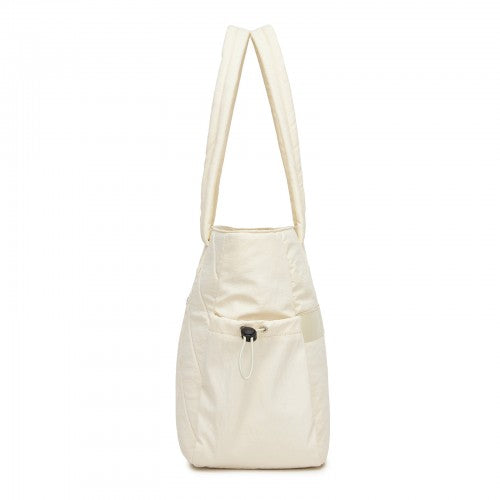 HBM2612 - Miss Lulu Minimalist Durable Shoulder Bag for Work, School & Travel with Laptop Sleeve and Multiple Pockets - Beige