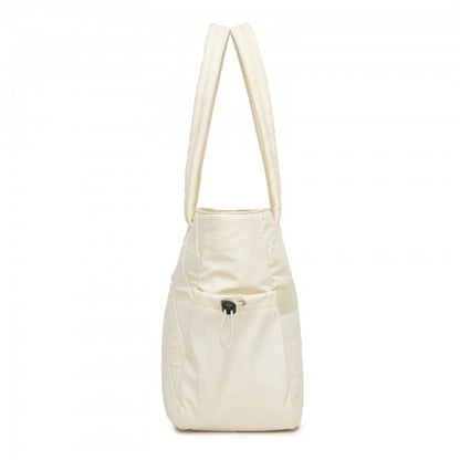 HBM2612 - Miss Lulu Minimalist Durable Shoulder Bag for Work, School & Travel with Laptop Sleeve and Multiple Pockets - Beige
