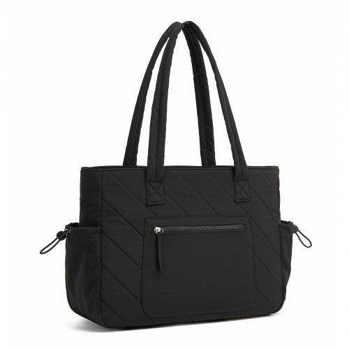 HBM2612 - Miss Lulu Minimalist Durable Shoulder Bag for Work, School & Travel with Laptop Sleeve and Multiple Pockets - Black