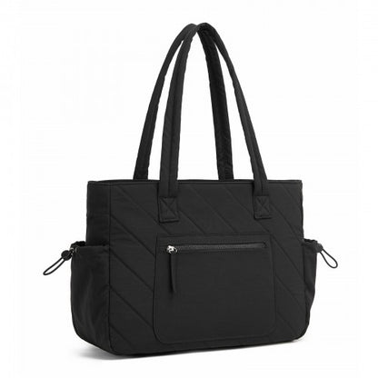 HBM2612 - Miss Lulu Minimalist Durable Shoulder Bag for Work, School & Travel with Laptop Sleeve and Multiple Pockets - Black
