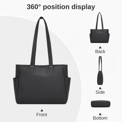 HBM2618 - Miss Lulu Women’s Large Capacity PVC Tote Bag, 13‑inch Tablet Compartment, Commute & Shopping Handbag
