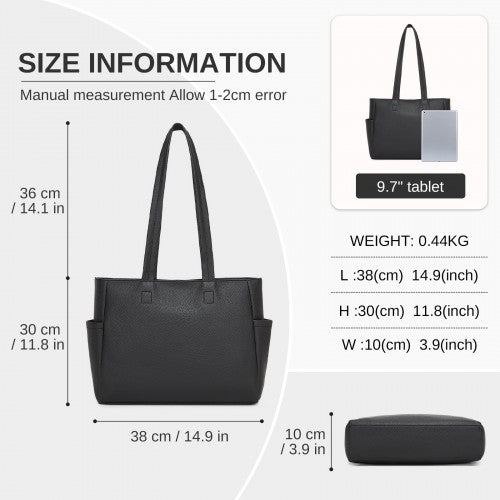 HBM2618 - Miss Lulu Women’s Large Capacity PVC Tote Bag, 13‑inch Tablet Compartment, Commute & Shopping Handbag