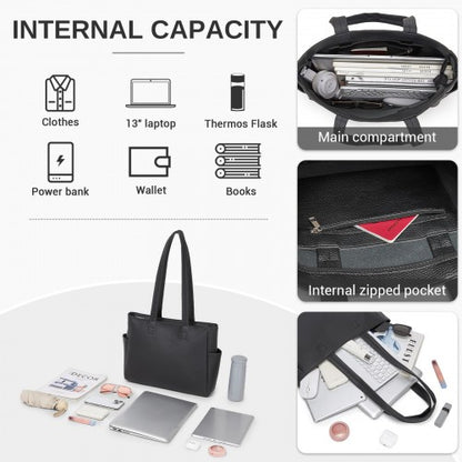 HBM2618 - Miss Lulu Women’s Large Capacity PVC Tote Bag, 13‑inch Tablet Compartment, Commute & Shopping Handbag