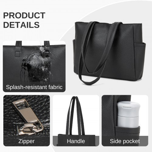 HBM2618 - Miss Lulu Women’s Large Capacity PVC Tote Bag, 13‑inch Tablet Compartment, Commute & Shopping Handbag