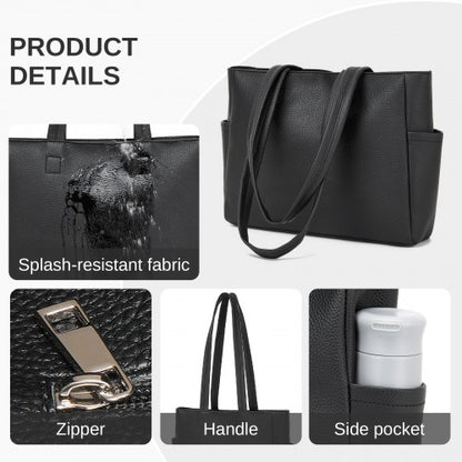 HBM2618 - Miss Lulu Women’s Large Capacity PVC Tote Bag, 13‑inch Tablet Compartment, Commute & Shopping Handbag