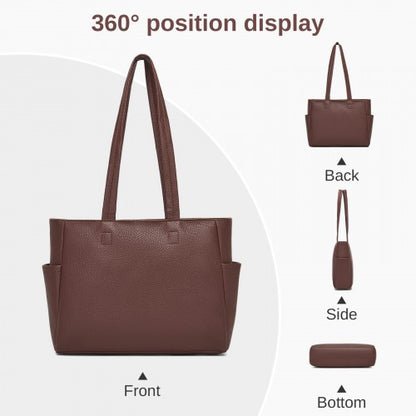 HBM2618 - Miss Lulu Women’s Large Capacity PVC Tote Bag, 13‑inch Tablet Compartment, Commute & Shopping Handbag