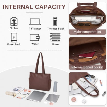 HBM2618 - Miss Lulu Women’s Large Capacity PVC Tote Bag, 13‑inch Tablet Compartment, Commute & Shopping Handbag