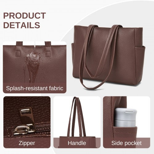 HBM2618 - Miss Lulu Women’s Large Capacity PVC Tote Bag, 13‑inch Tablet Compartment, Commute & Shopping Handbag