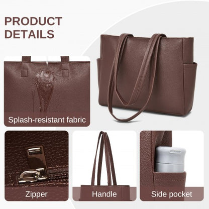 HBM2618 - Miss Lulu Women’s Large Capacity PVC Tote Bag, 13‑inch Tablet Compartment, Commute & Shopping Handbag