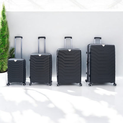 Eagle Verona 3-Piece Expandable Luggage Set - PP Material ,TSA Lock  360 Spinner Wheels - Black