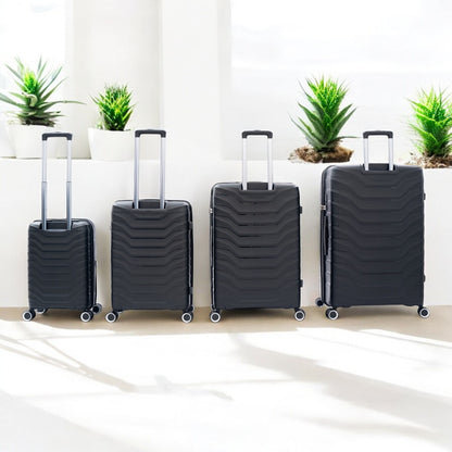 Eagle Verona 3-Piece Expandable Luggage Set - PP Material ,TSA Lock  360 Spinner Wheels - Black