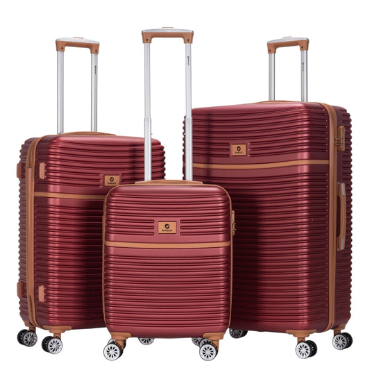 Eagle Lightweight Wheeled Luggage – Durable ABS Carry-On for Seamless Check-In and On-the-Go Adventures Burgundy