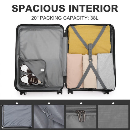 K1871-1L - Kono ABS 24 Inch Sculpted Horizontal Design Suitcase